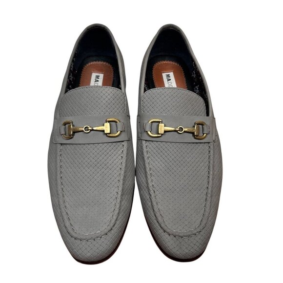 Madden Allexx 11 Men Leather Woven Loafer Gray Office Business Work - Picture 1 of 9
